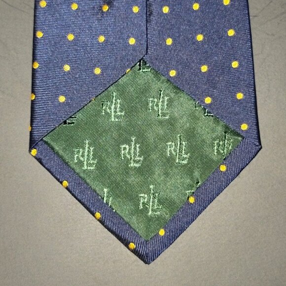 Lauren Ralph Lauren Navy Blue Gold Dot Tie - Picture 5 of 5